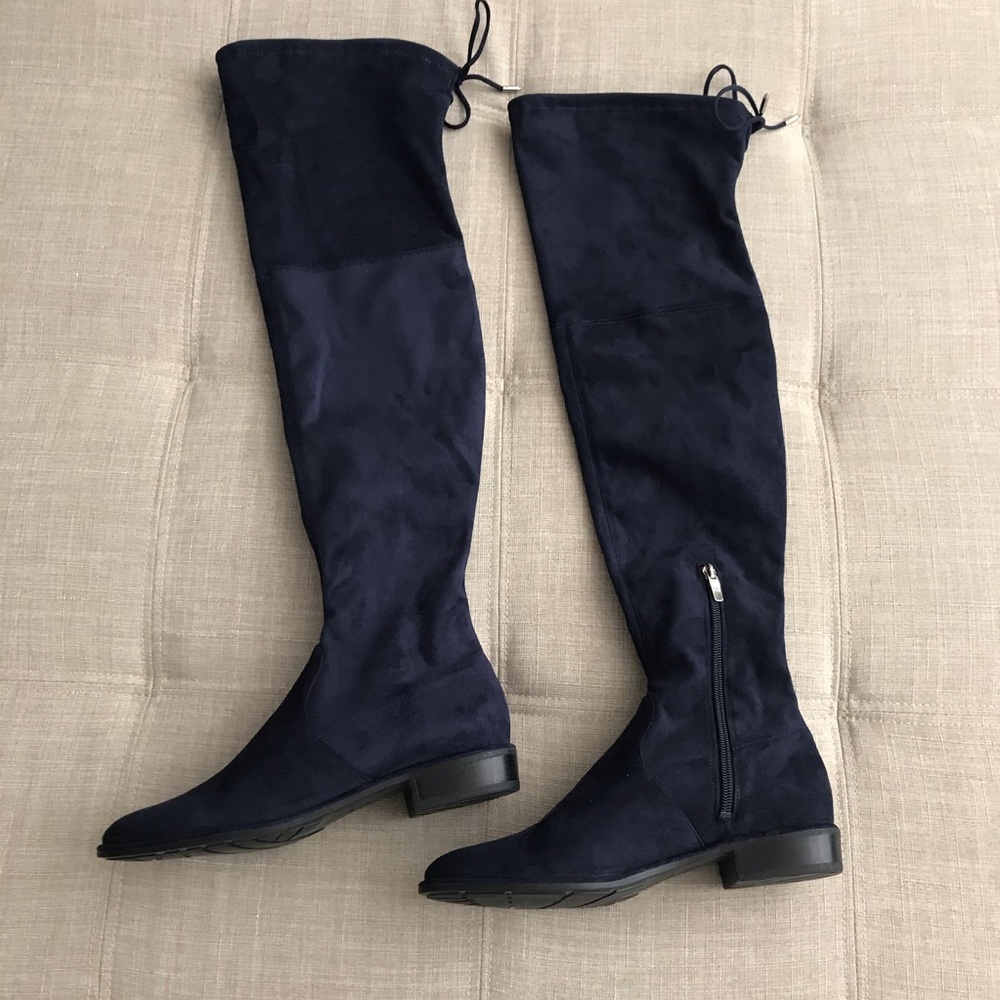 NWT Marc Fisher Navy Blue Over the Knee Boots Sz 8